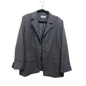 Plus Size Career Office Calvin Klein Womens Gray Pinstripe Blazer